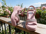 Women's Pink Rhinestone Platform Sandals | Elegant Casual Wedge Sandals